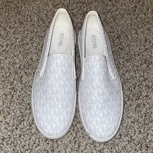 White & Grey Michael Kors Slip-On Sneakers